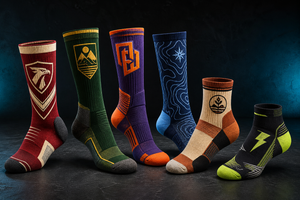 BRNR performance sock designs in a dramatic studio lineup