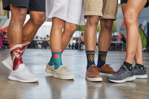 BRNR custom performance sock inspiration with varied fictional brand graphics