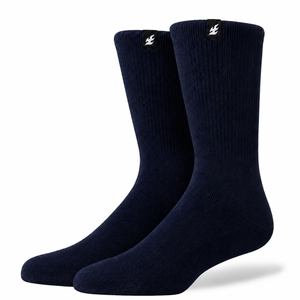 Navy Solid Casual Crew socks on a white background